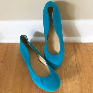 ☀️J Crew Cece Ballet Flats Aqua Turquoise EUC